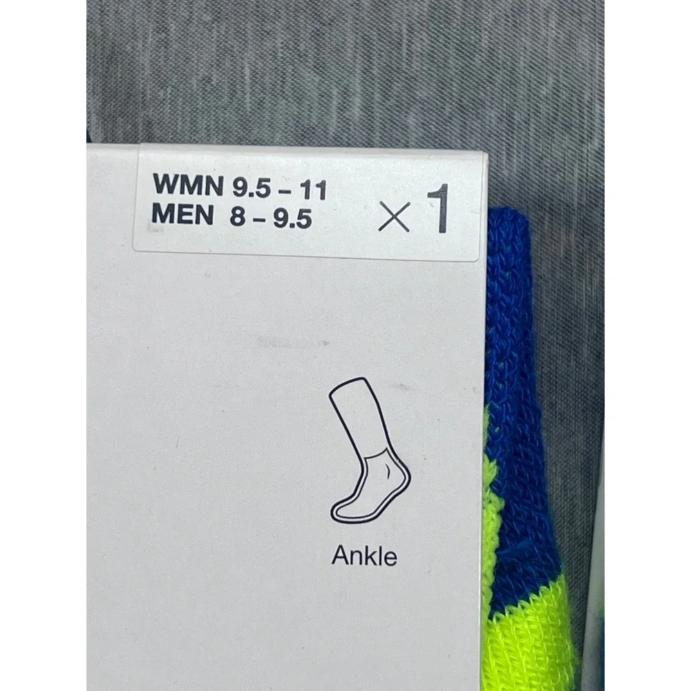 3pk Nike Spark Running Ankle Socks Volt Yellow blue Dri-FIT‎ Mens 8-9.5 W 9.5-11